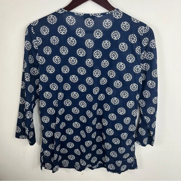 Talbots Size Small Blue Embroidered Cotton Blouse Top Q12 - Picture 6 of 6